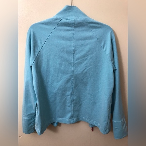 FRESH Produce Women Zip Up Mock Neck Lightweight Light Blue Sweater Jacket Large - Picture 11 of 15